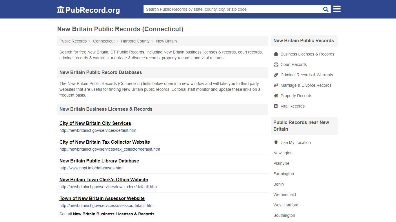 Free New Britain Public Records (Connecticut Public Records)