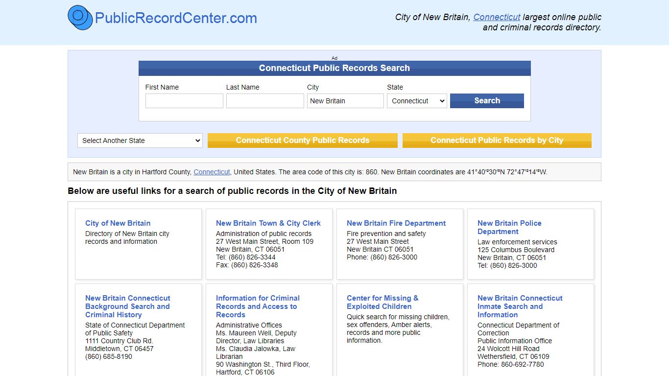 New Britain Connecticut Public Records and Criminal ...